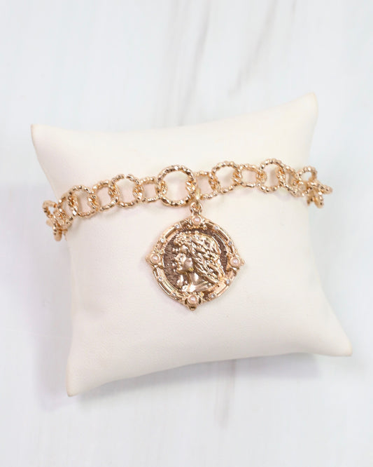 Ballina Coin Link Bracelet Worn Gold