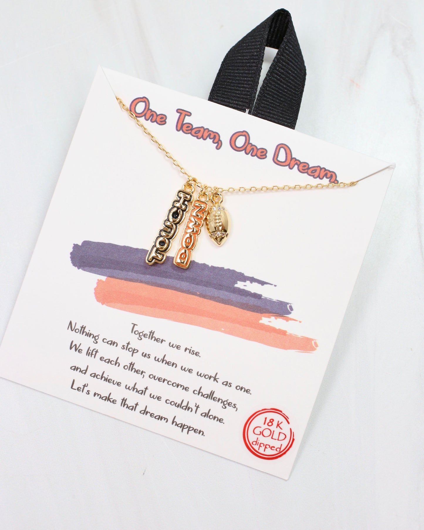 Enamel Touch Down Necklace Navy Orange