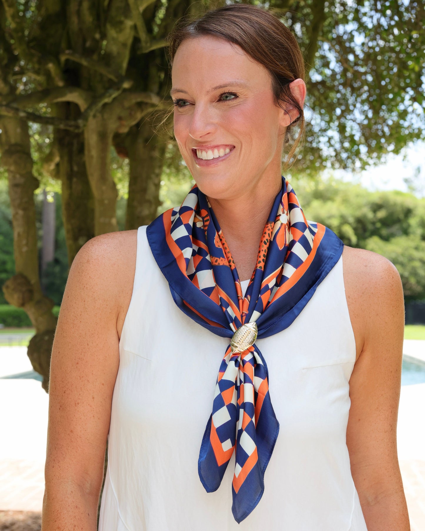 Hollis Scarf Medium Navy Orange