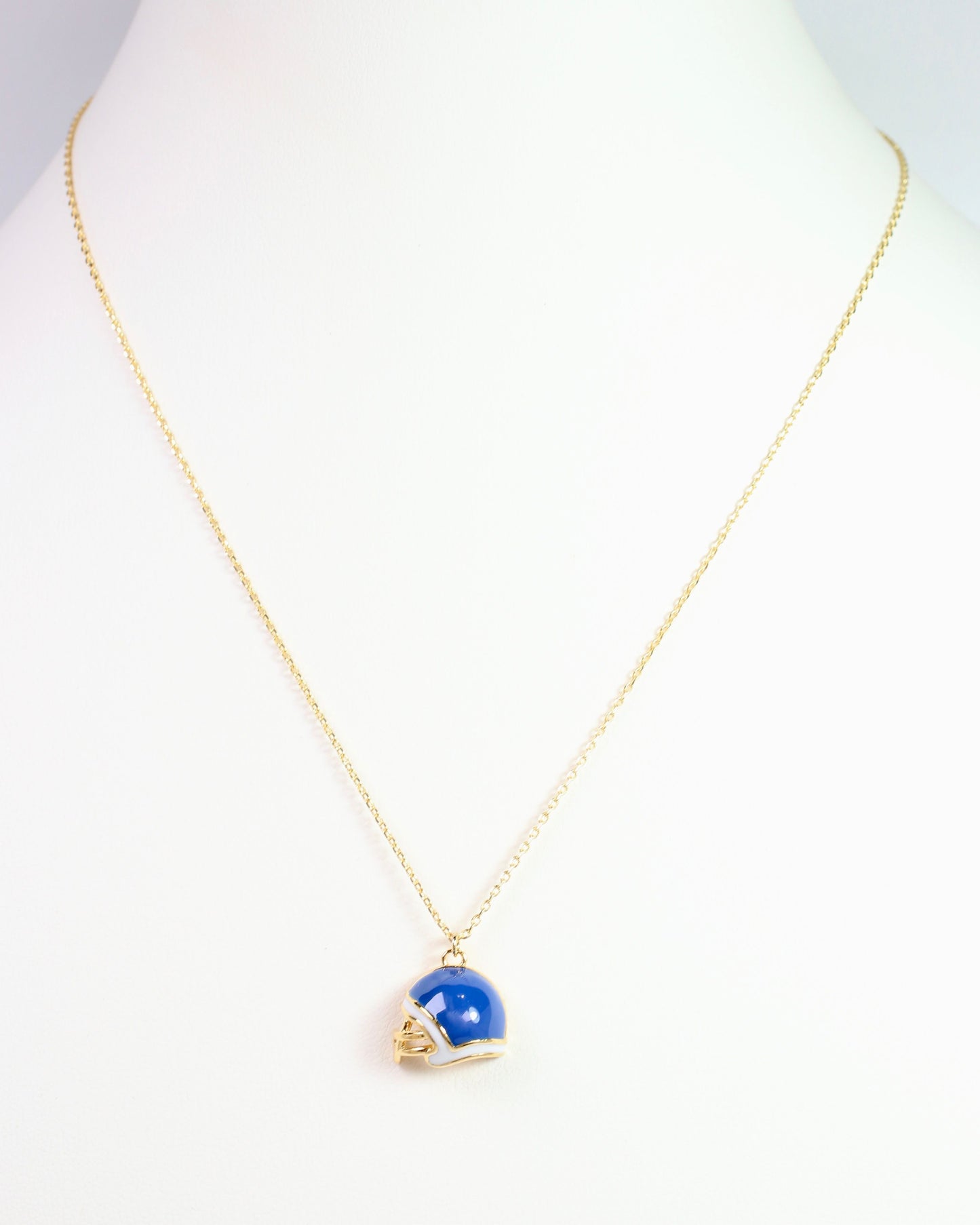 Enamel Helmet Necklace Blue White