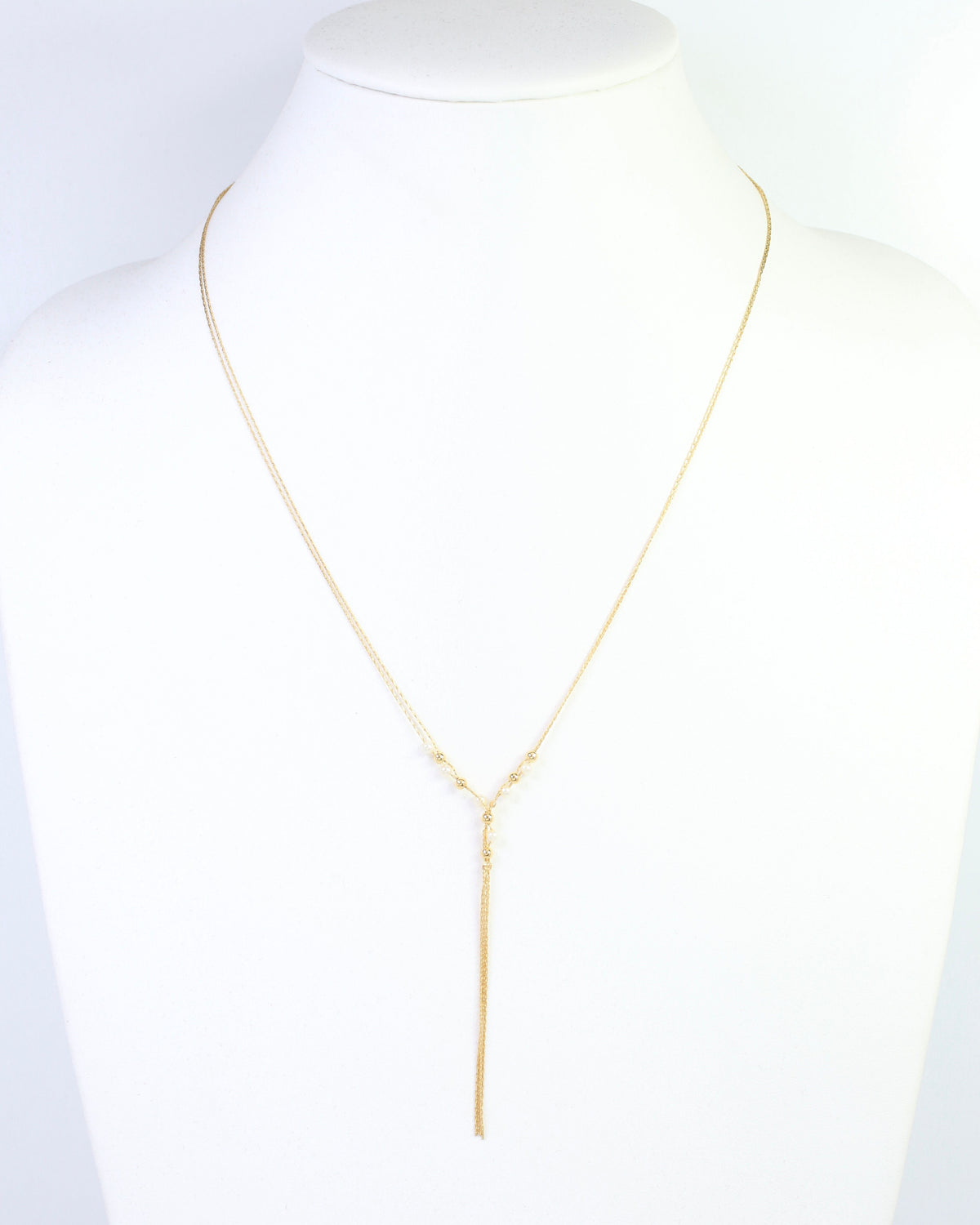 Merida Beaded Tassel Necklace Pearl