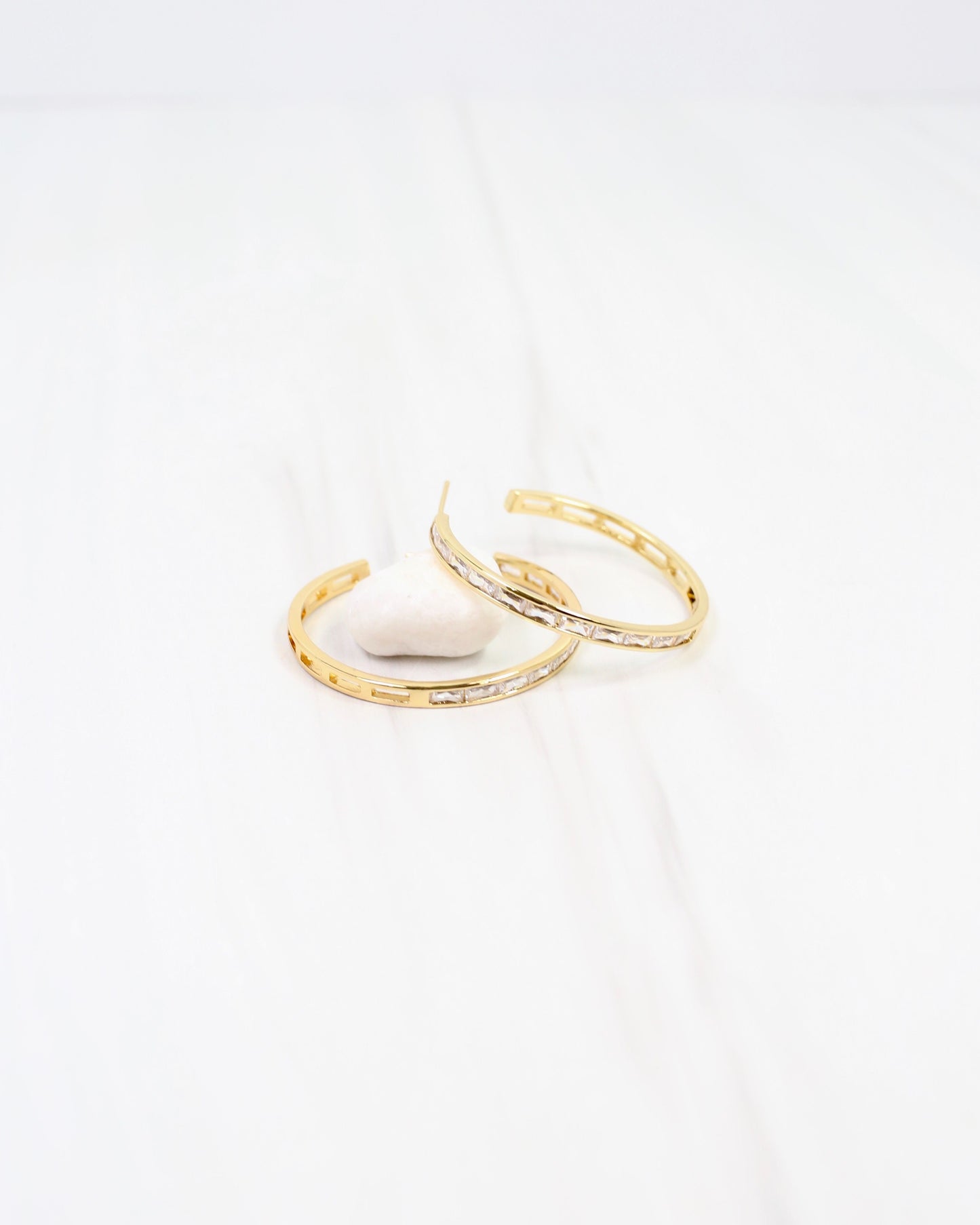 Westfield CZ Lined Hoop Earring Gold