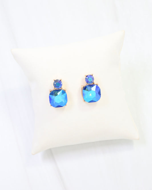 Roxanne Rhinestone Post Earring Blue AB