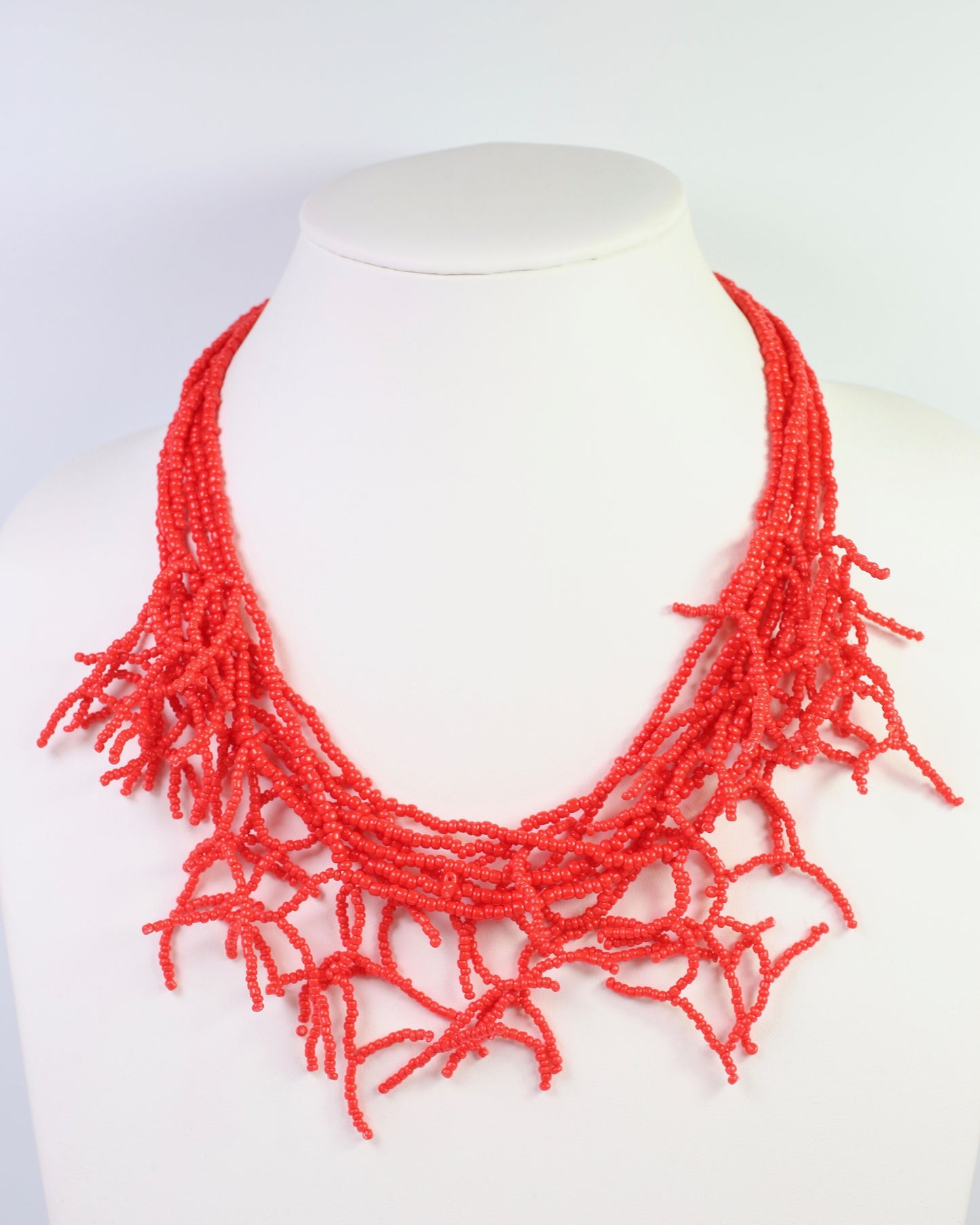 Highland Seed Bead Layered Necklace Red