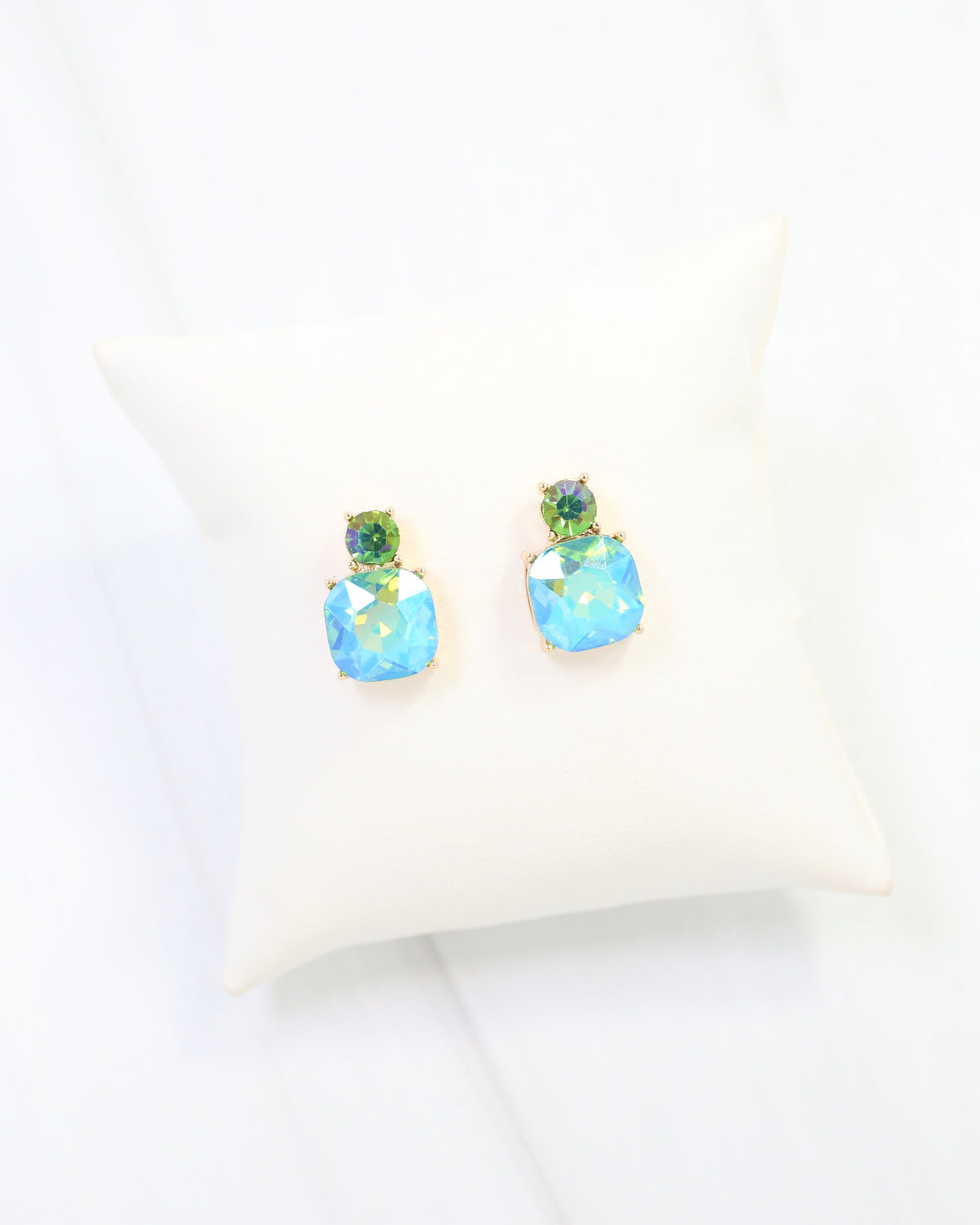 Roxanne Rhinestone Post Earring Aqua AB