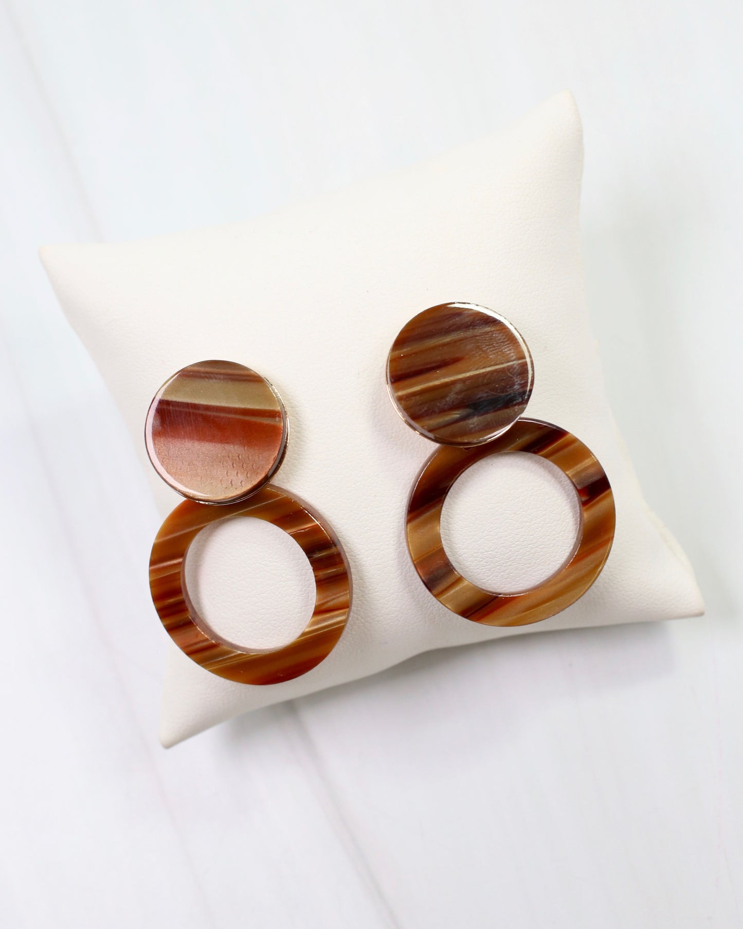 Bentlee Circle Drop Earring Brown