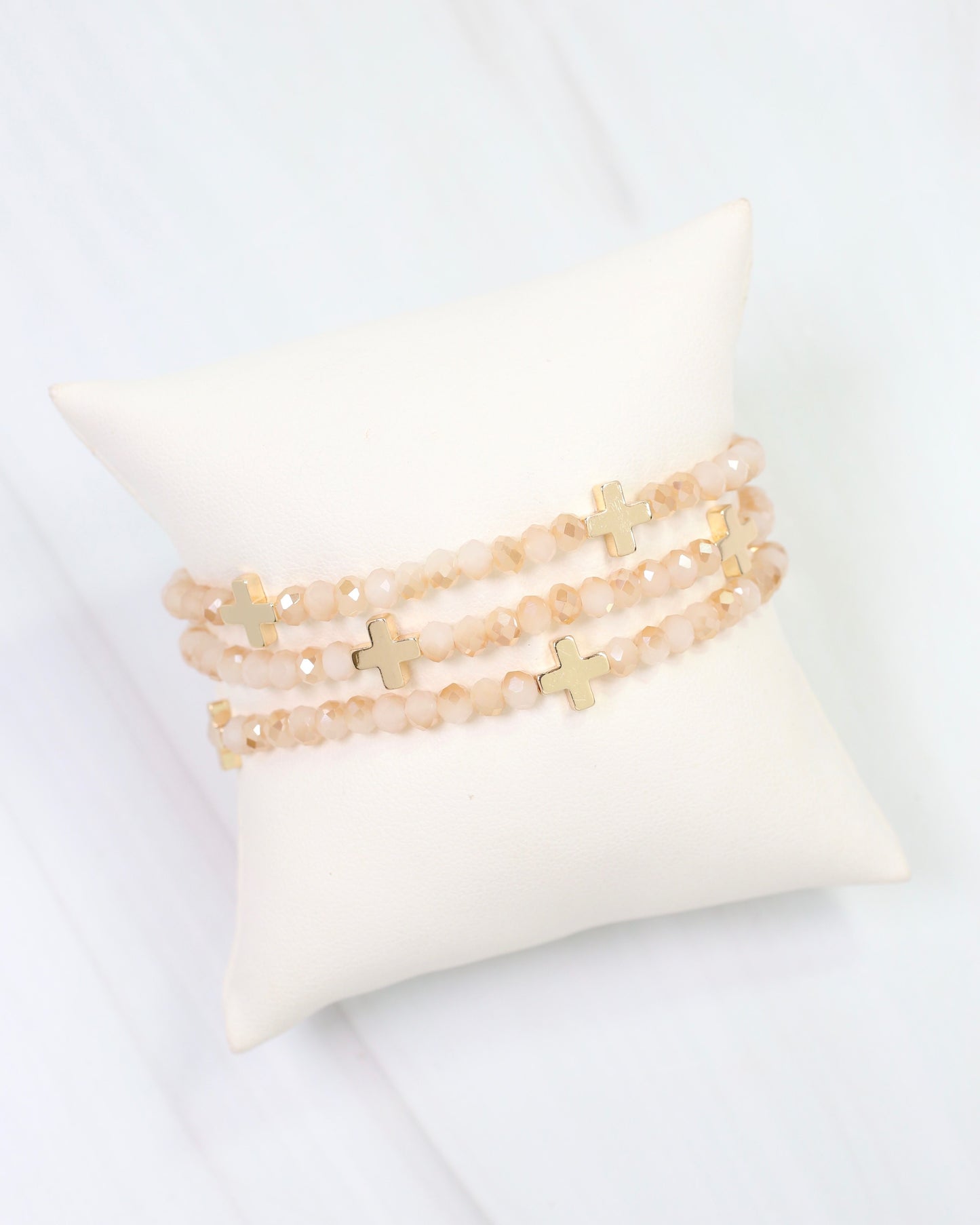 Riversprings Cross Beaded Bracelet Set Champagne
