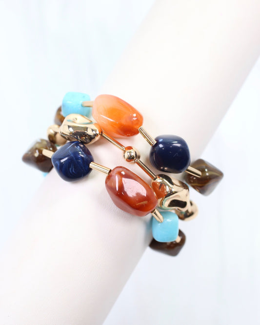 Burbank Beaded Bracelet Set Dark Multi