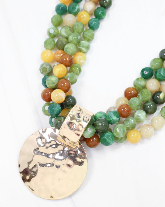 Larissa Beaded Necklace with Pendant Green Multi