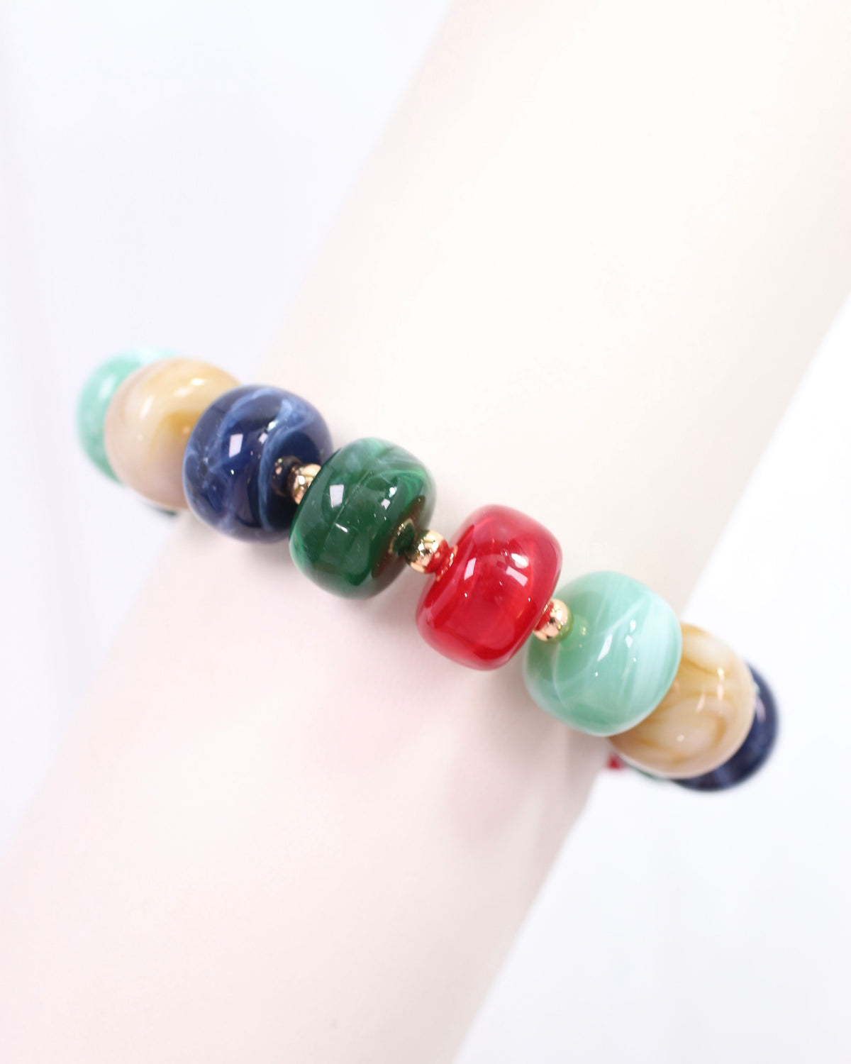 Tanner Beaded Bracelet DK GRN Multi
