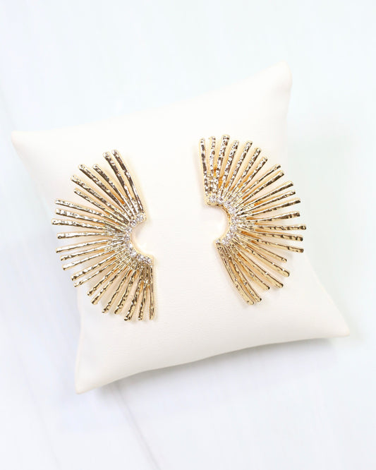 Amarie CZ Fan Post Earring Gold