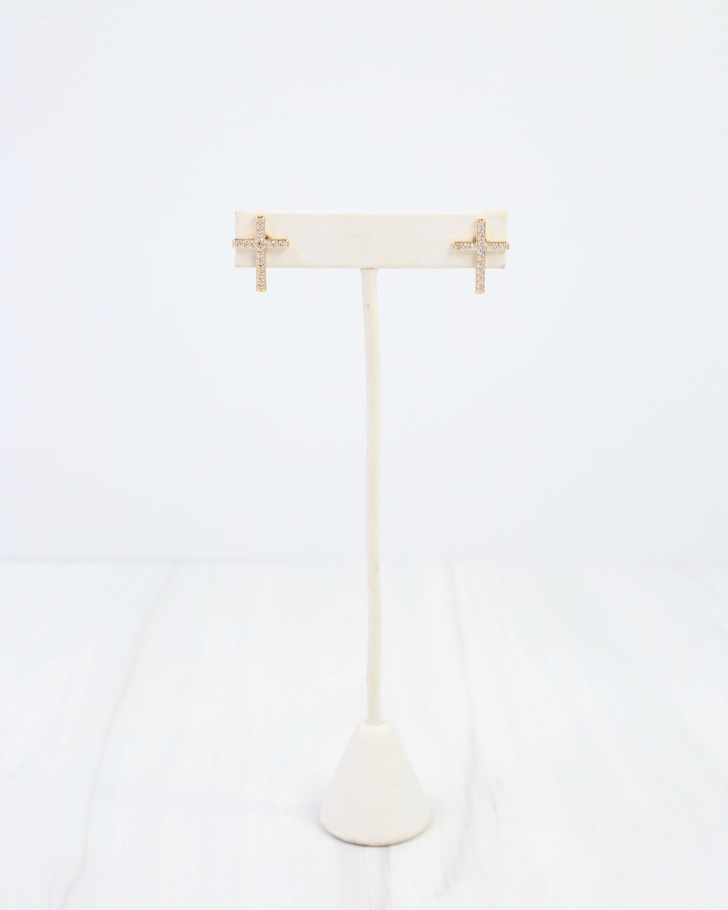 Ferguson Rhinestone Cross Post Earring Gold