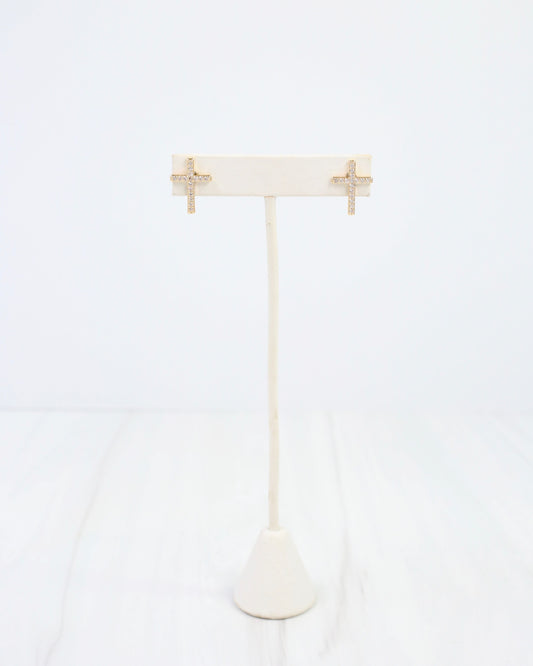 Ferguson Rhinestone Cross Post Earring Gold