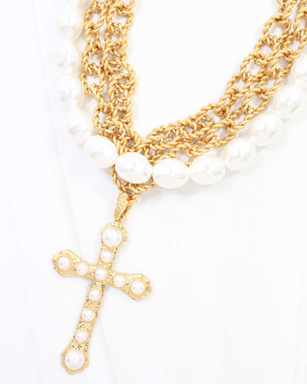 Sahara Pearl Cross Pendant Necklace WRVG