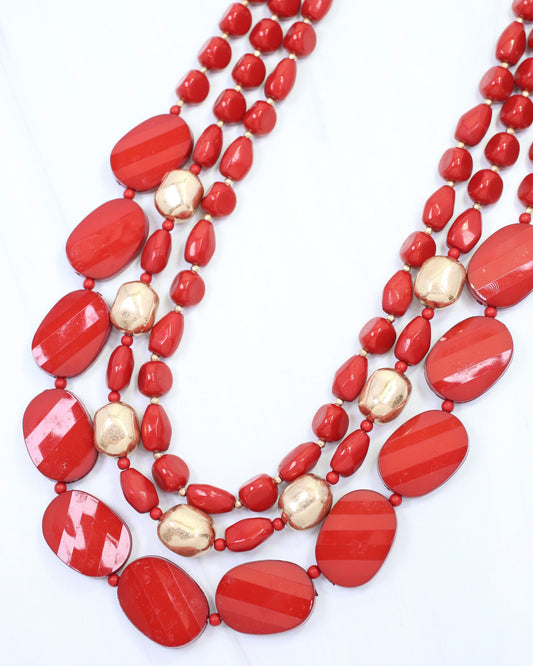 Adair Court Beaded Necklace Dark Red