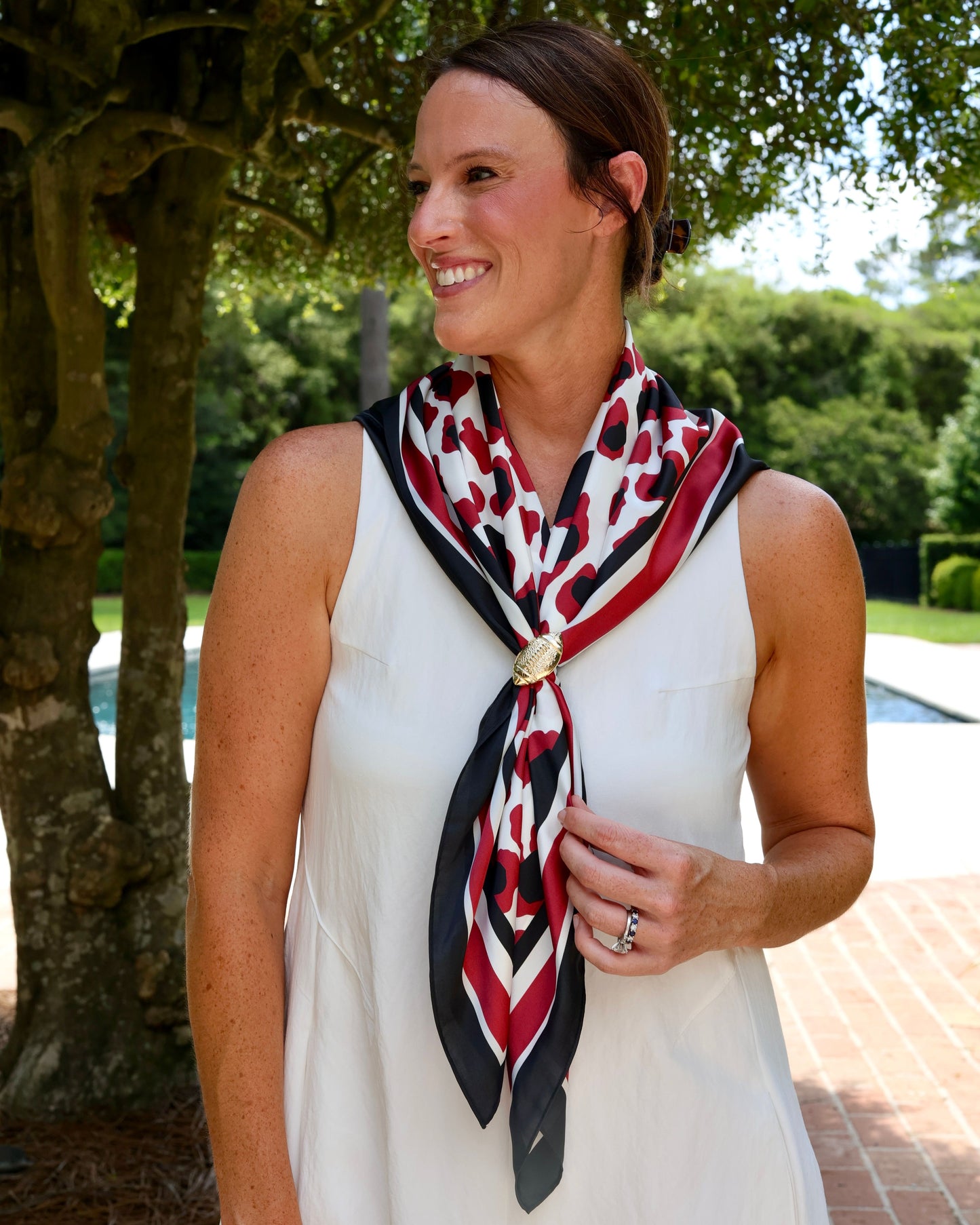 Meredith Spotted Scarf Large Garnet Black