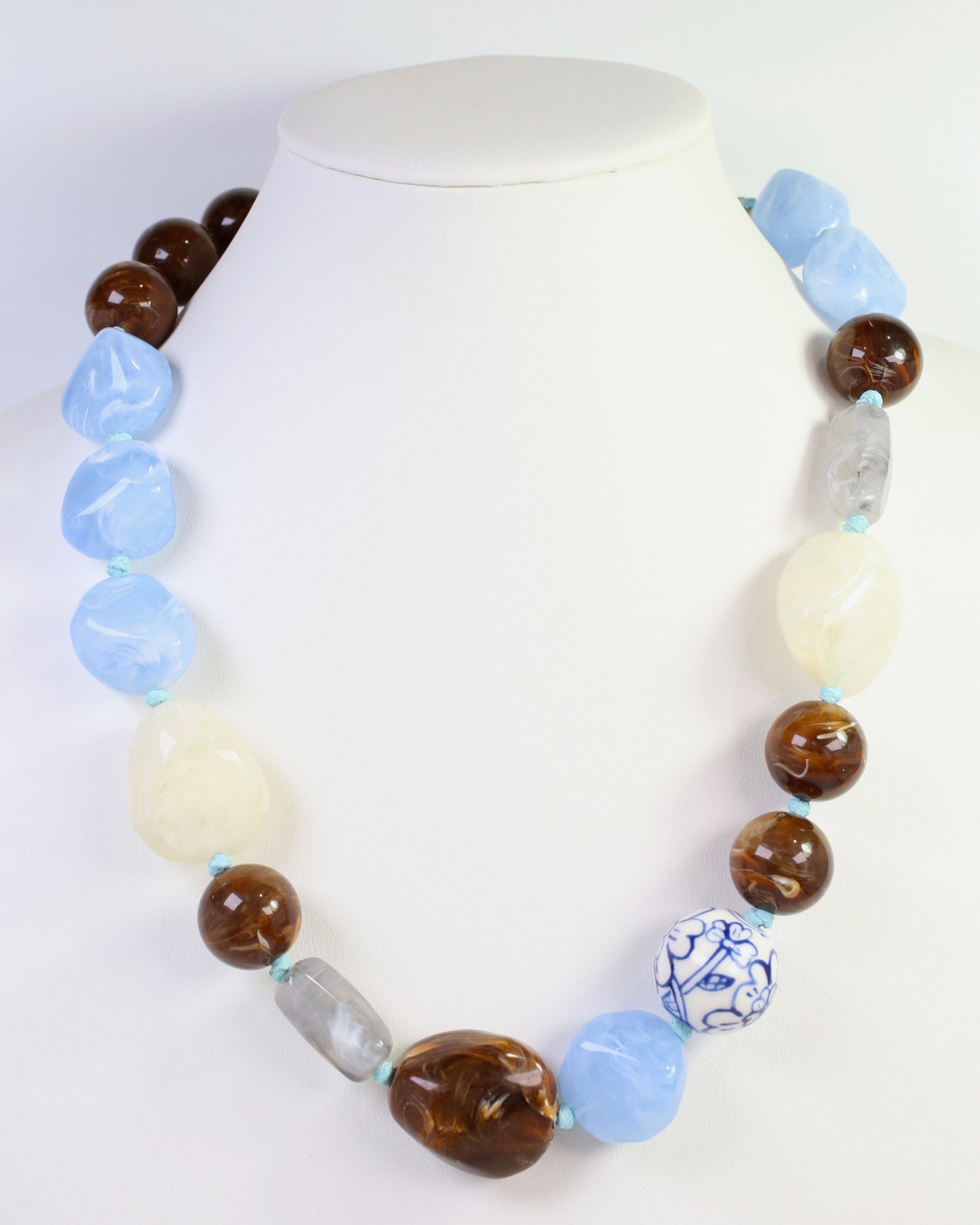 Gallup Marble and Ceramic Beaded Necklace Blue Multi