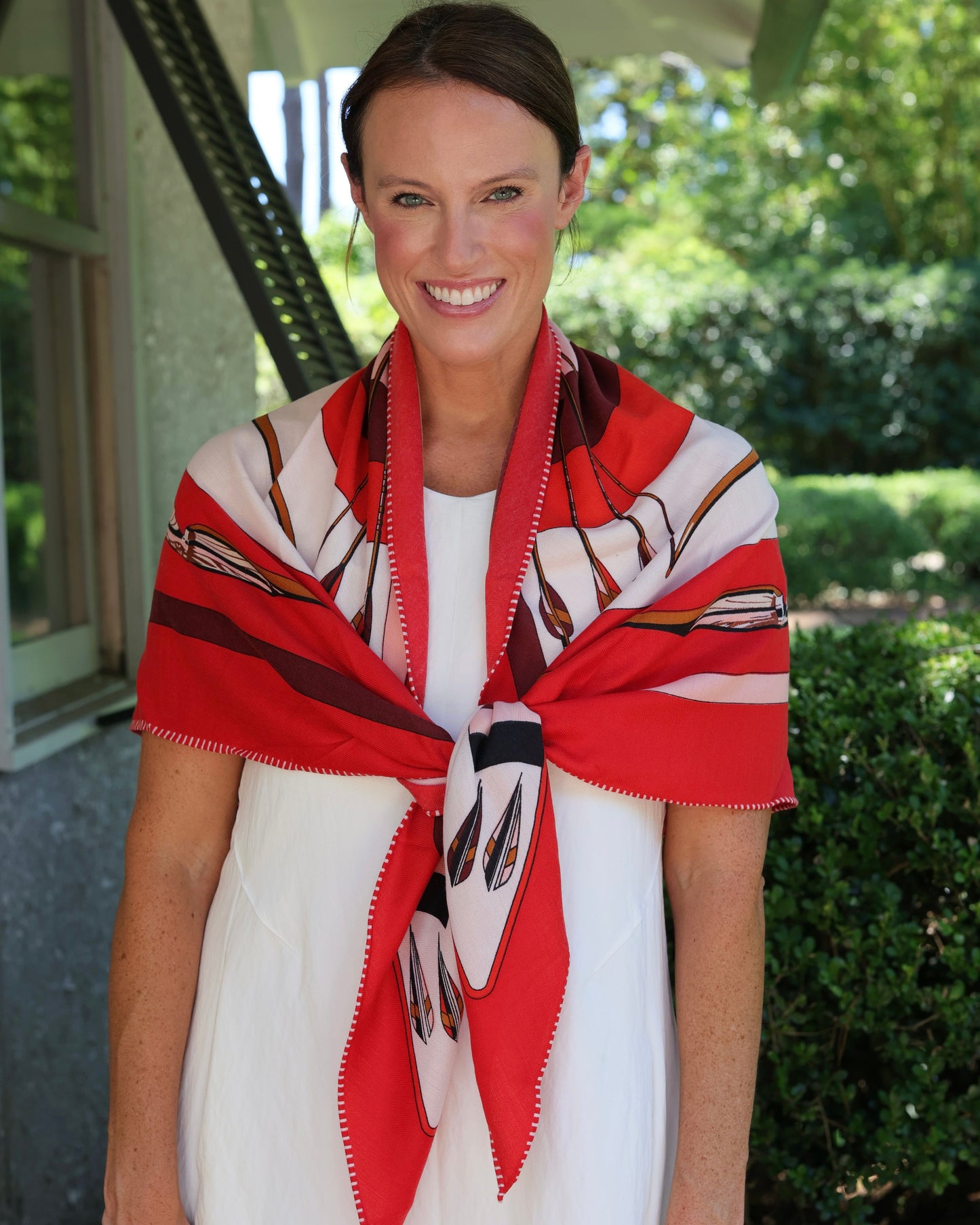 Bow and Arrow Shawl Red