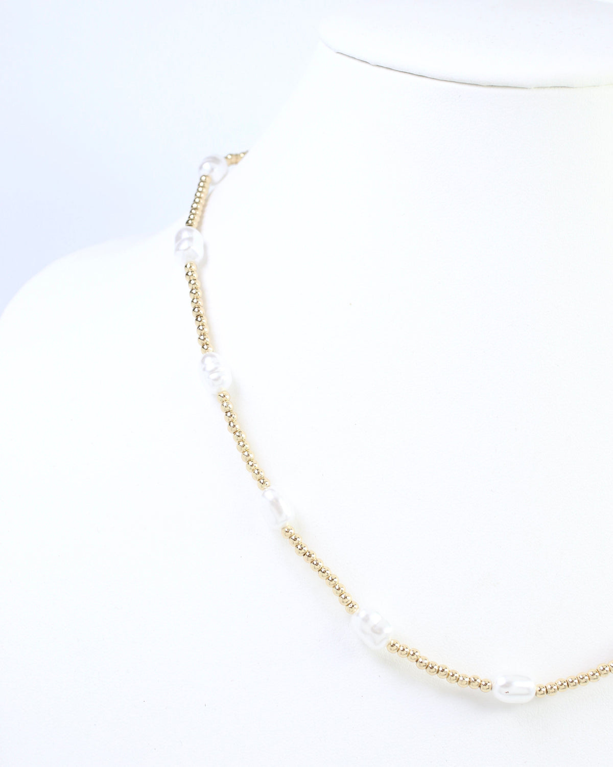 Sofie Bead and Pearl Necklace Gold