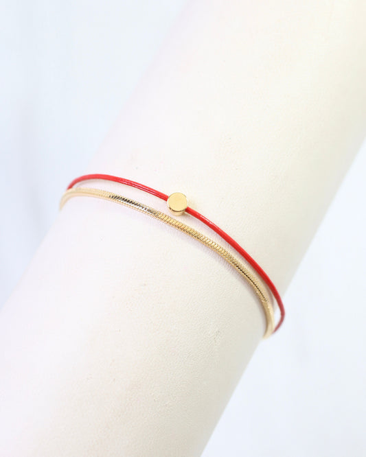 Paula Cord and Chain Bracelet Red
