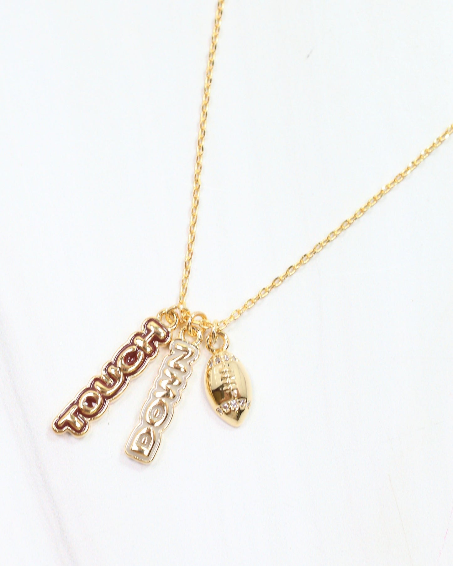 Enamel Touch Down Necklace Garnet Gold