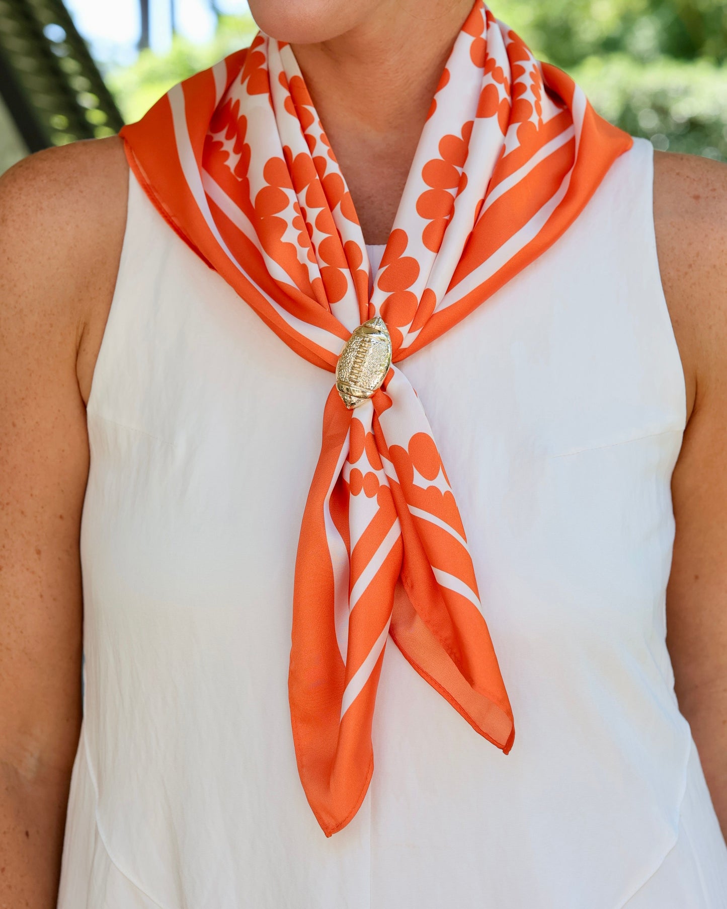 Lucy Floral Scarf Medium Orange White
