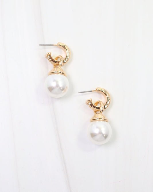 Pendleton Pearl Dangle Hoop Earring Gold