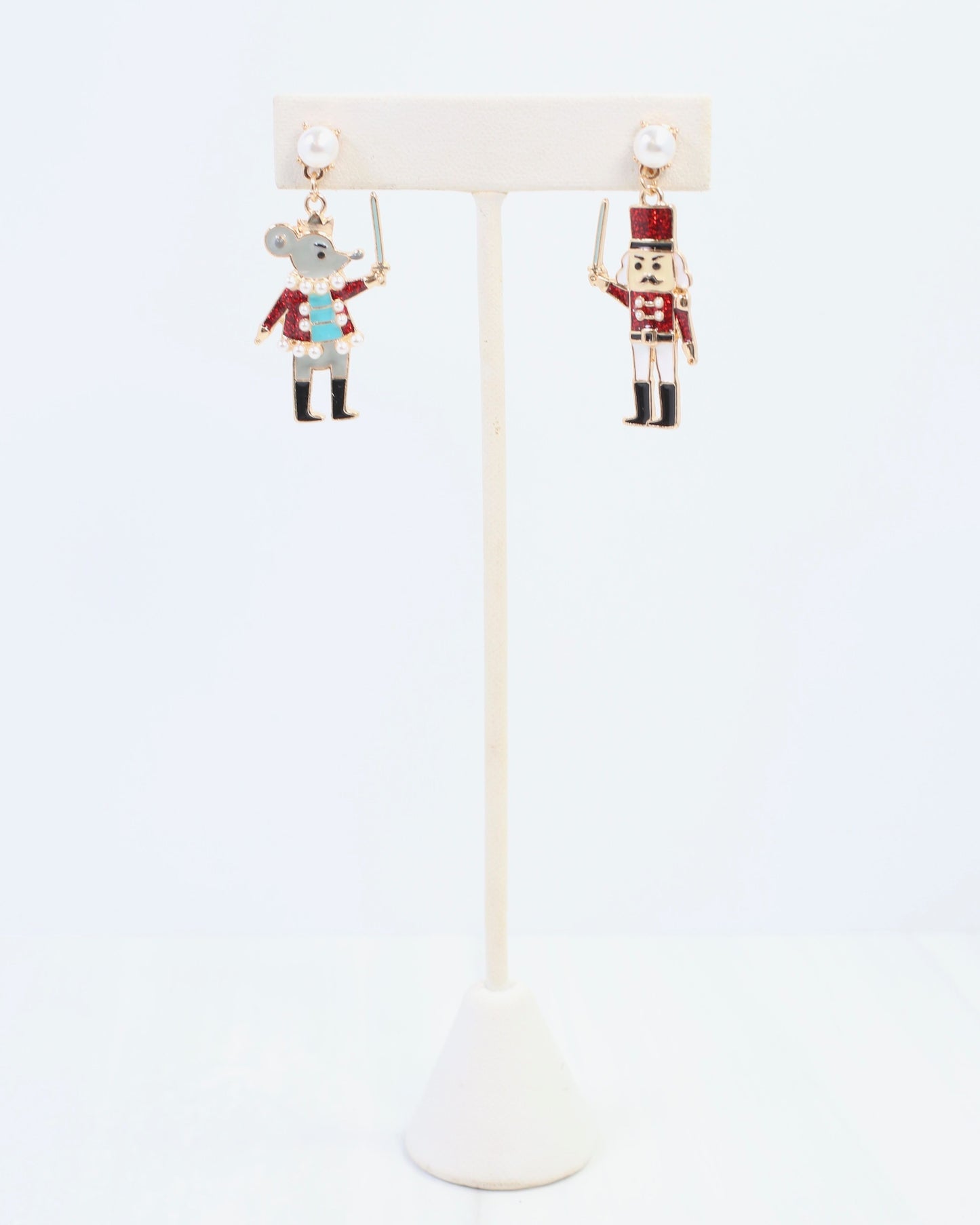 Mouse King and Nutcracker Earring Red