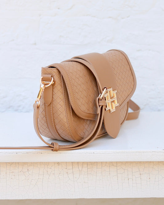Griffin Crossbody Bag Woven Tan