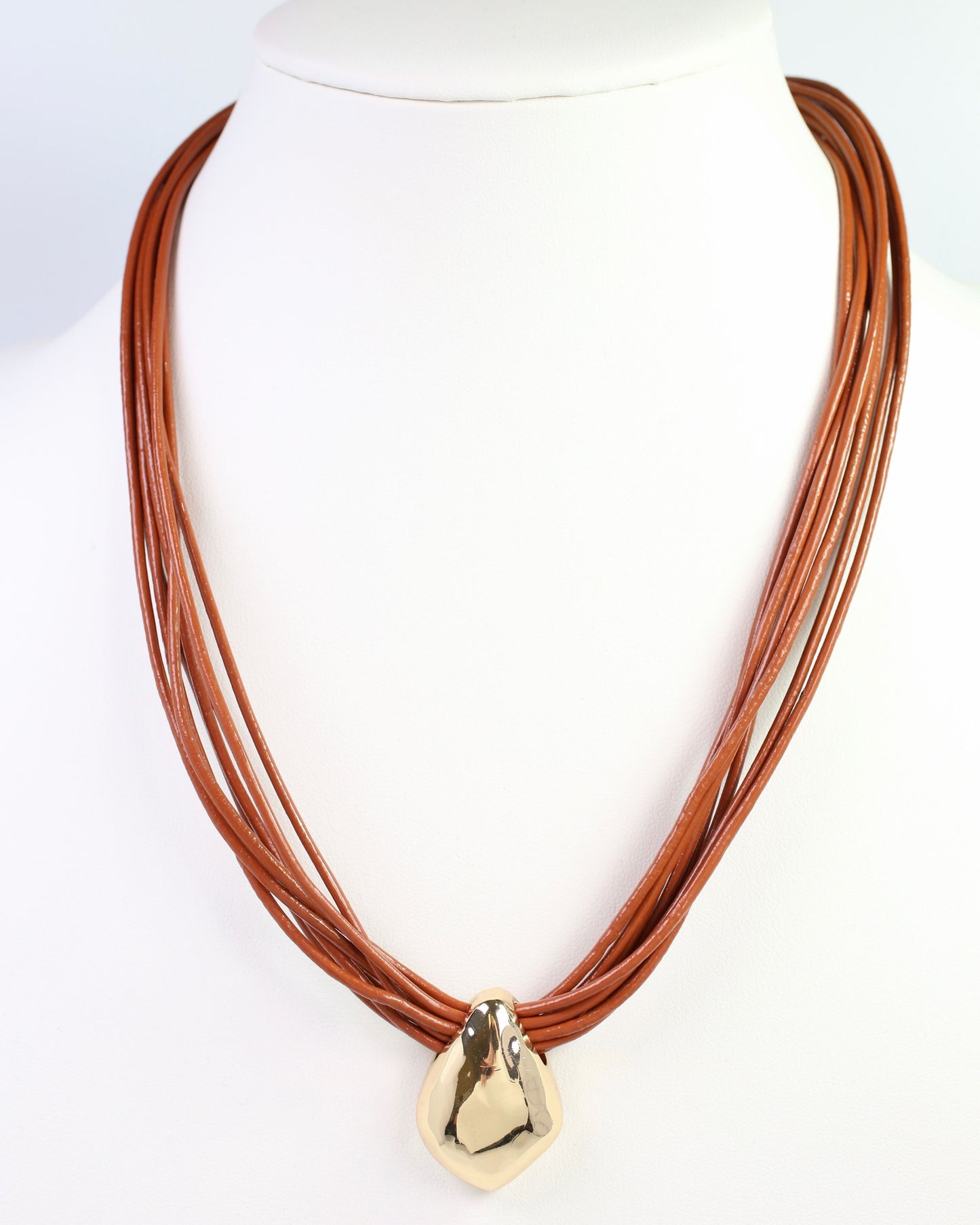 Danville Corded Necklace with Pendant Brown