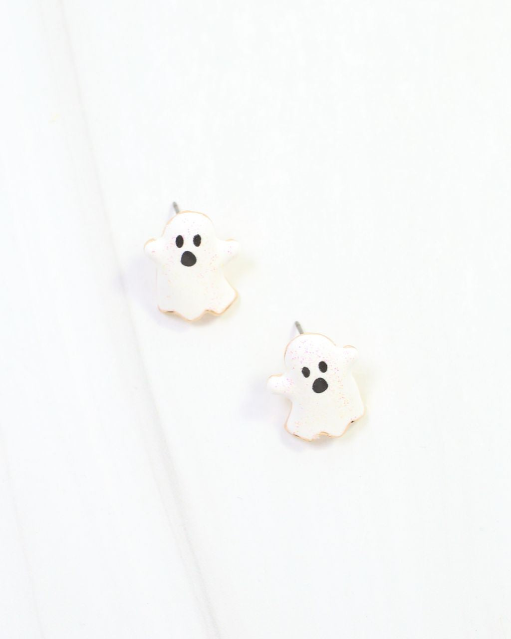 Say Boo Ghost Stud Earring White