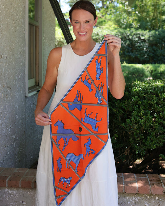 Multi Pattern Horse Scarf Orange