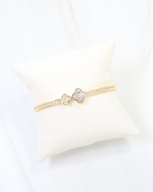 Passaic Clover CZ Hinge Bracelet WR Gold