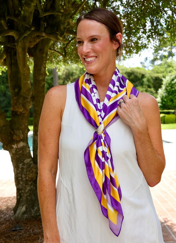 Harper Striped Scarf Large Purple Gold