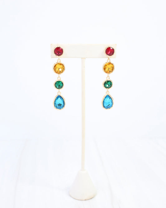 Sailish Linear Crystal Dangle Earring Dark Multi
