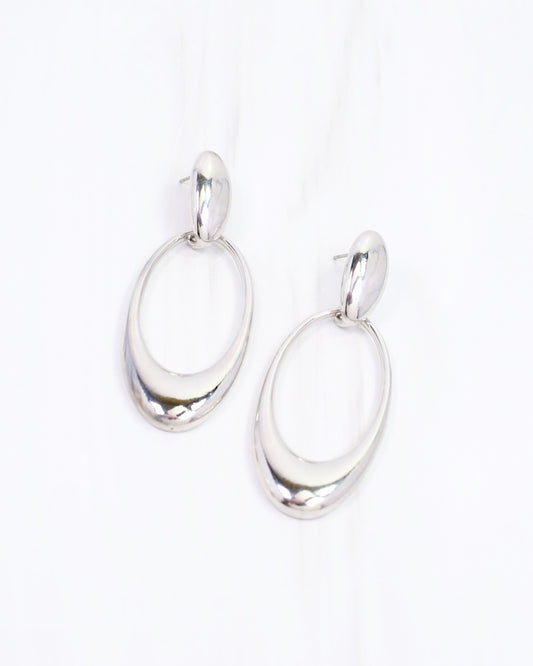 Emilia Oval Door Knocker Earring Silver