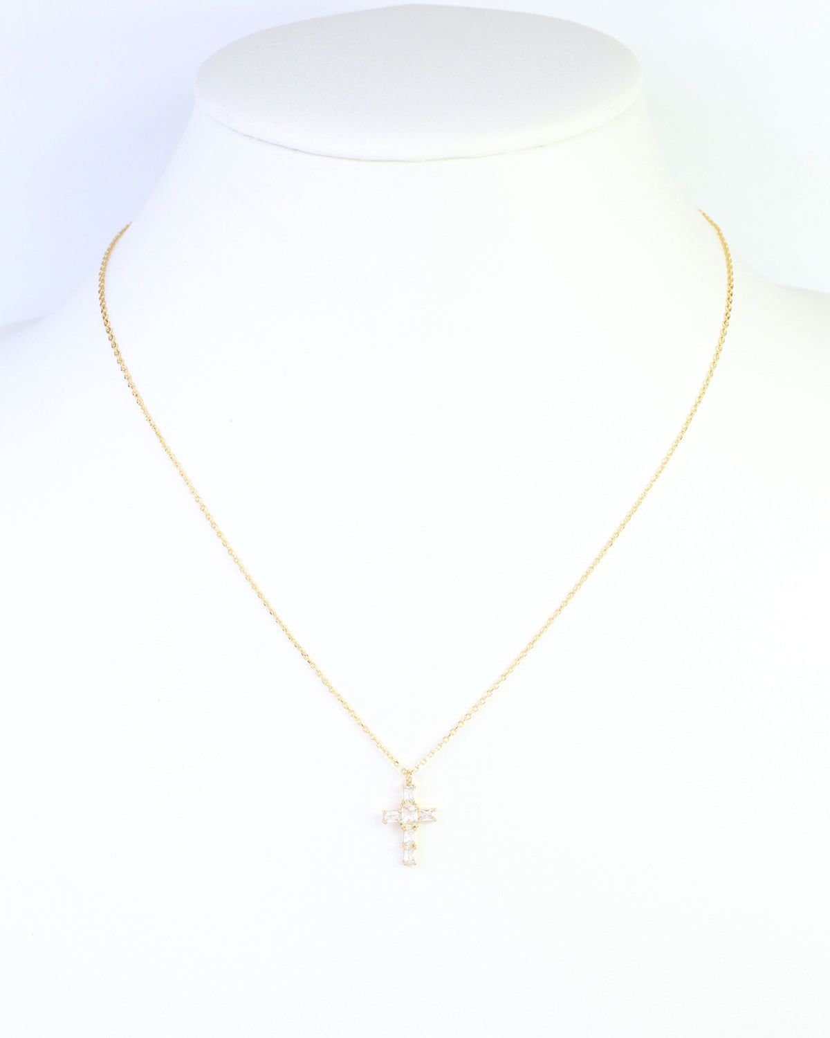 Marigold CZ Cross Necklace WR Gold