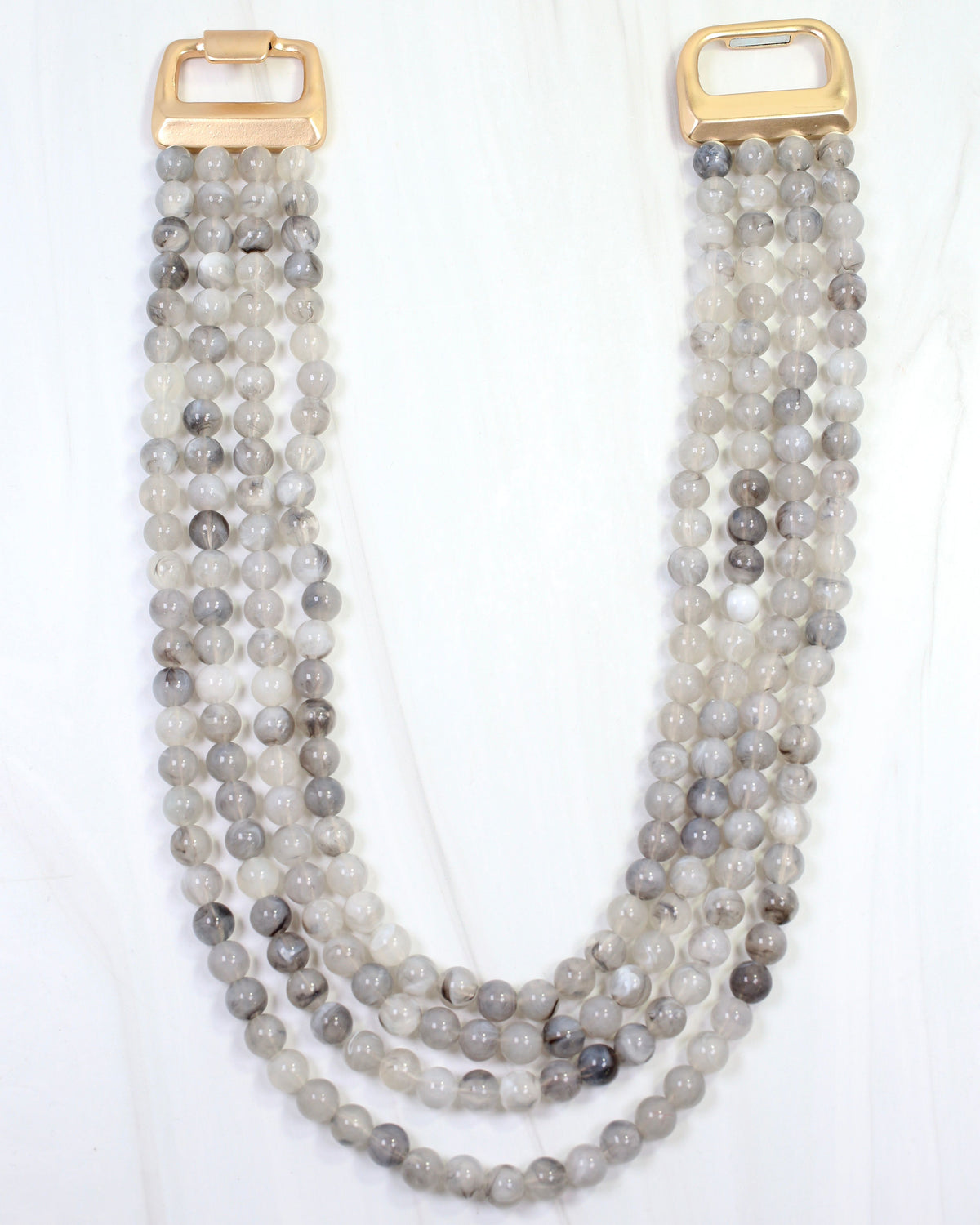Micah Beaded Buckle Necklace Gray