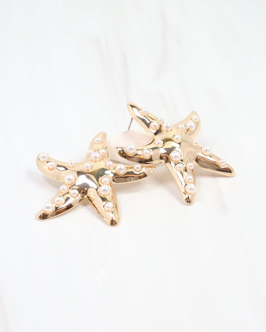 Trieste Pearly Starfish Earring Gold