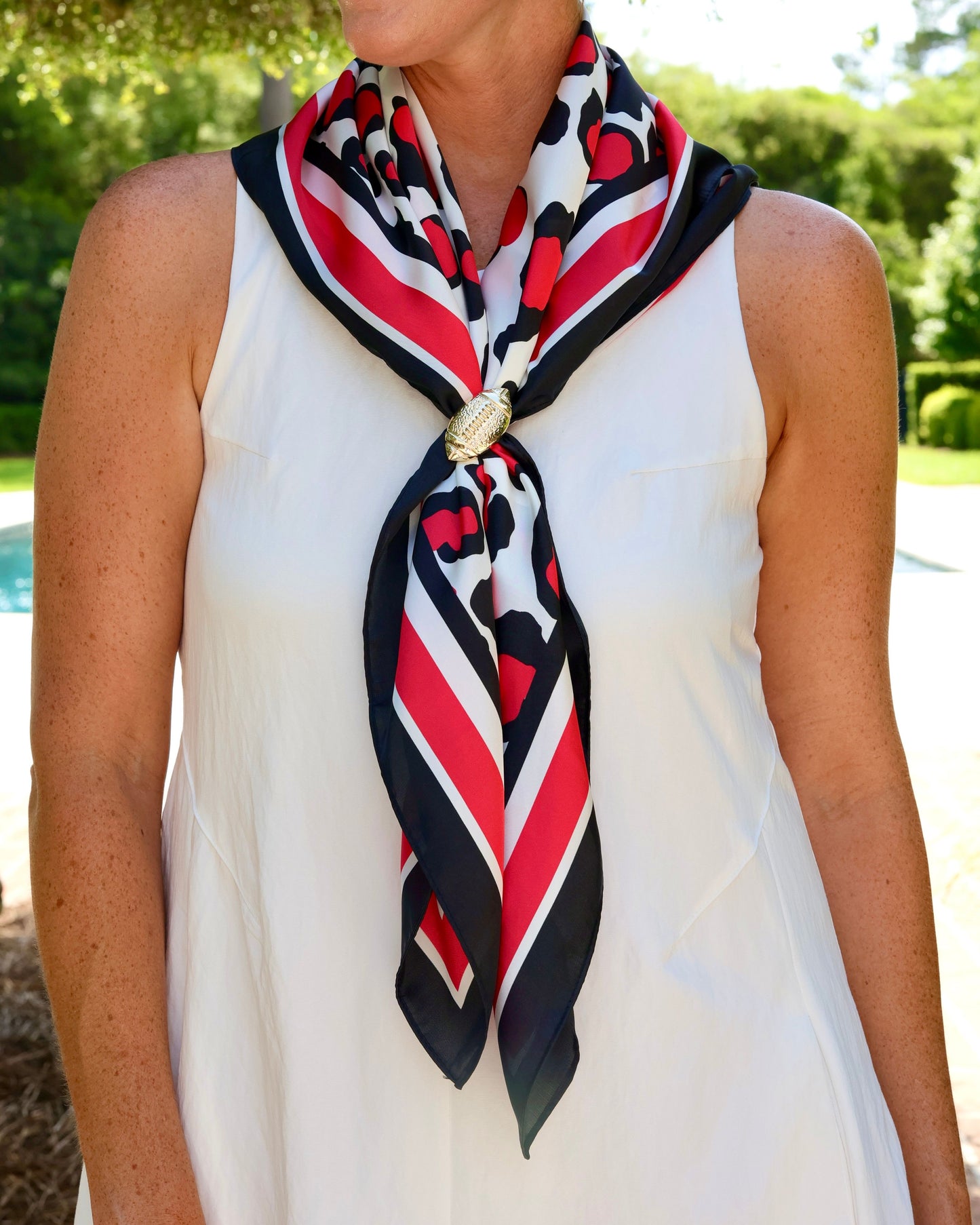 Meredith Spotted Scarf Large Red Black