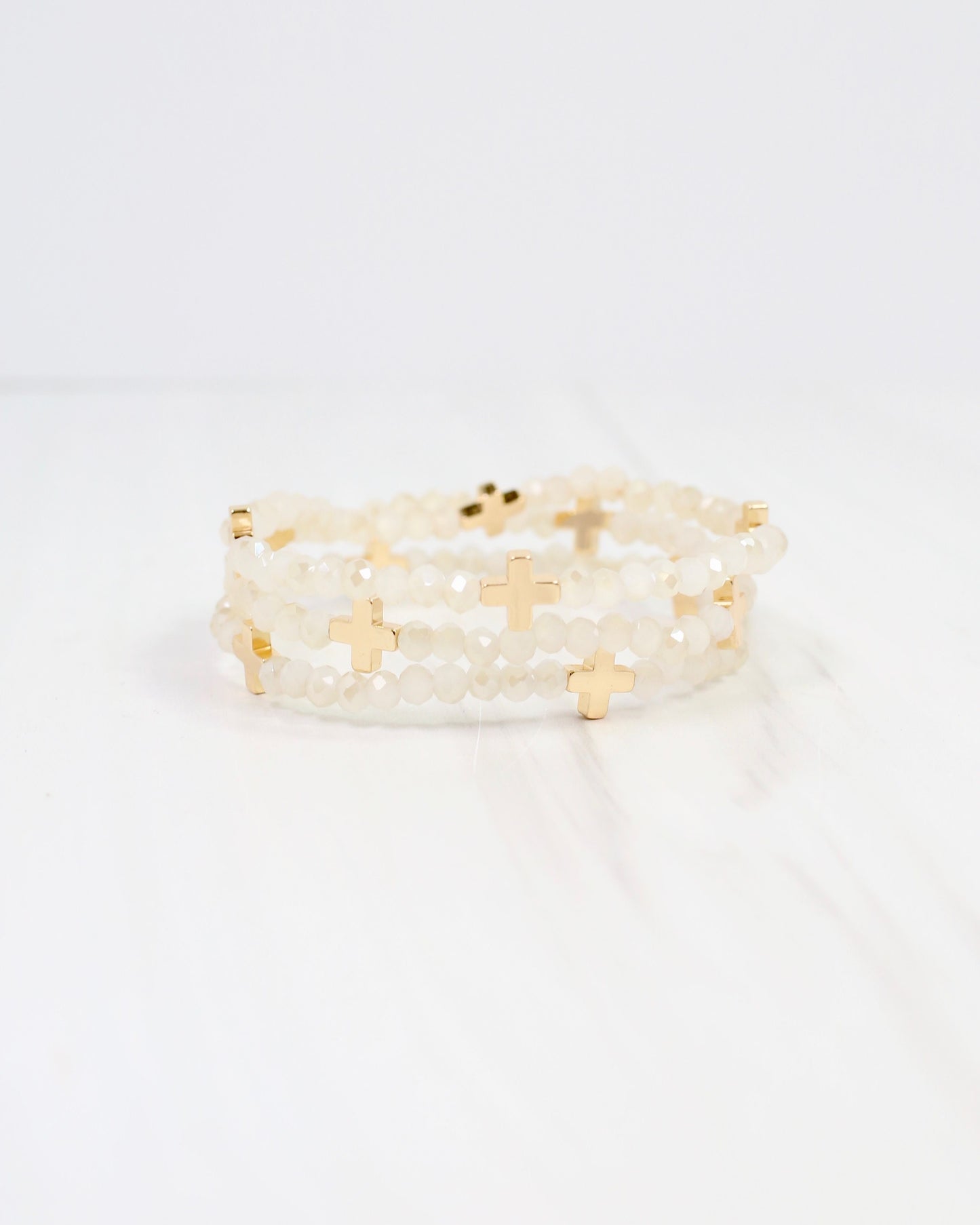 Riversprings Cross Beaded Bracelet Set Ivory