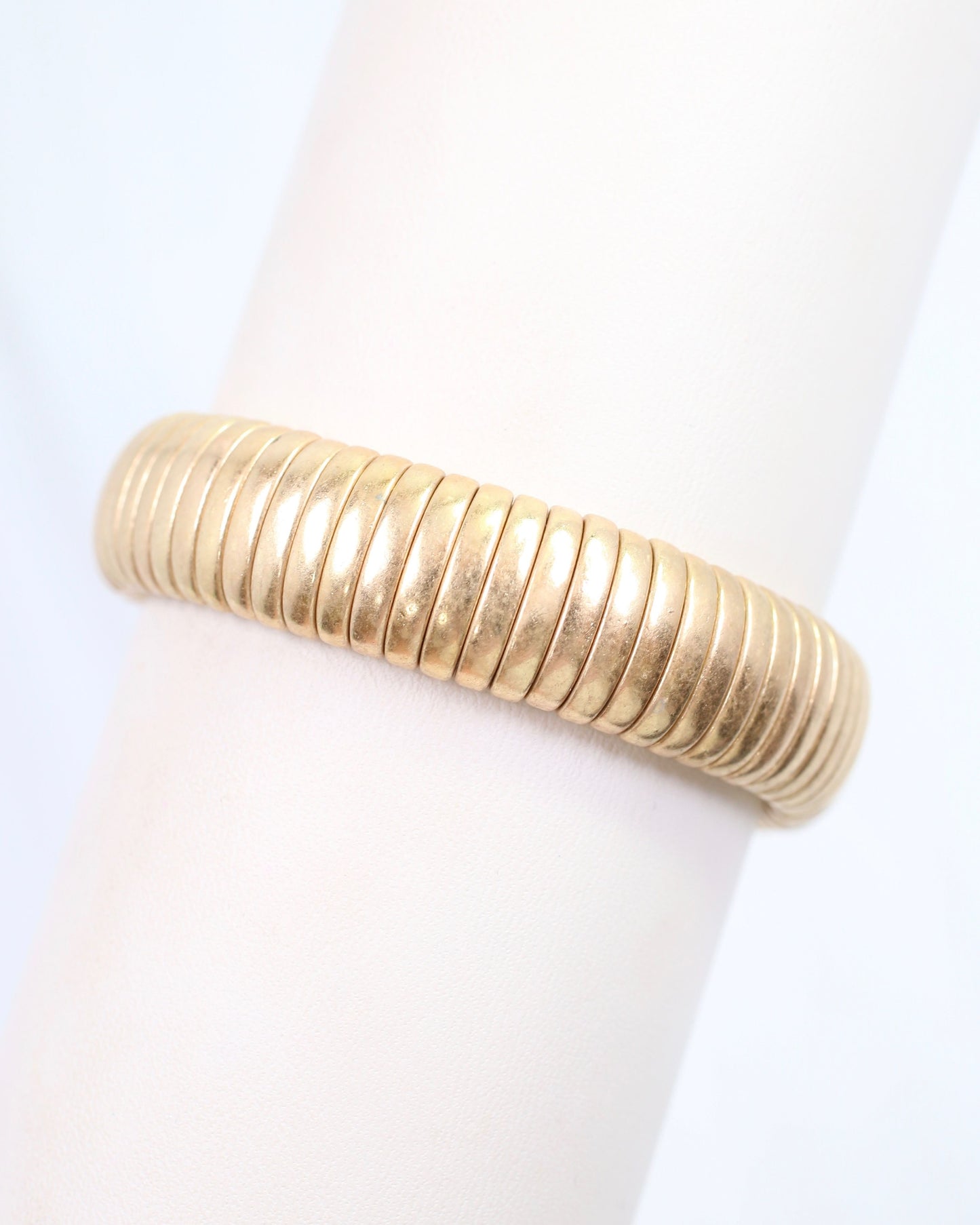 Terni Ribbed Stretch Bracelet Worn Gold