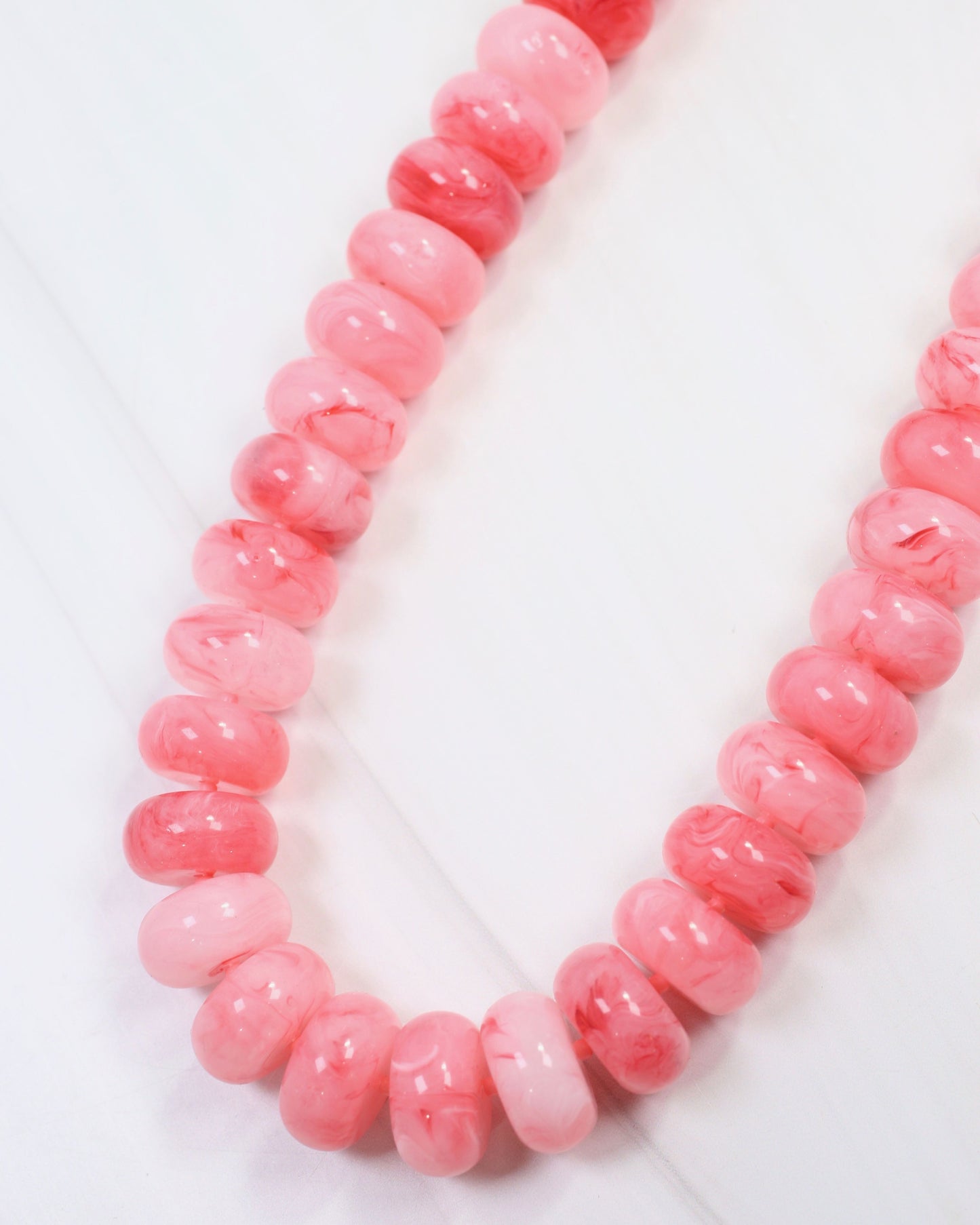 Pipestone Marble Beaded Necklace Pink