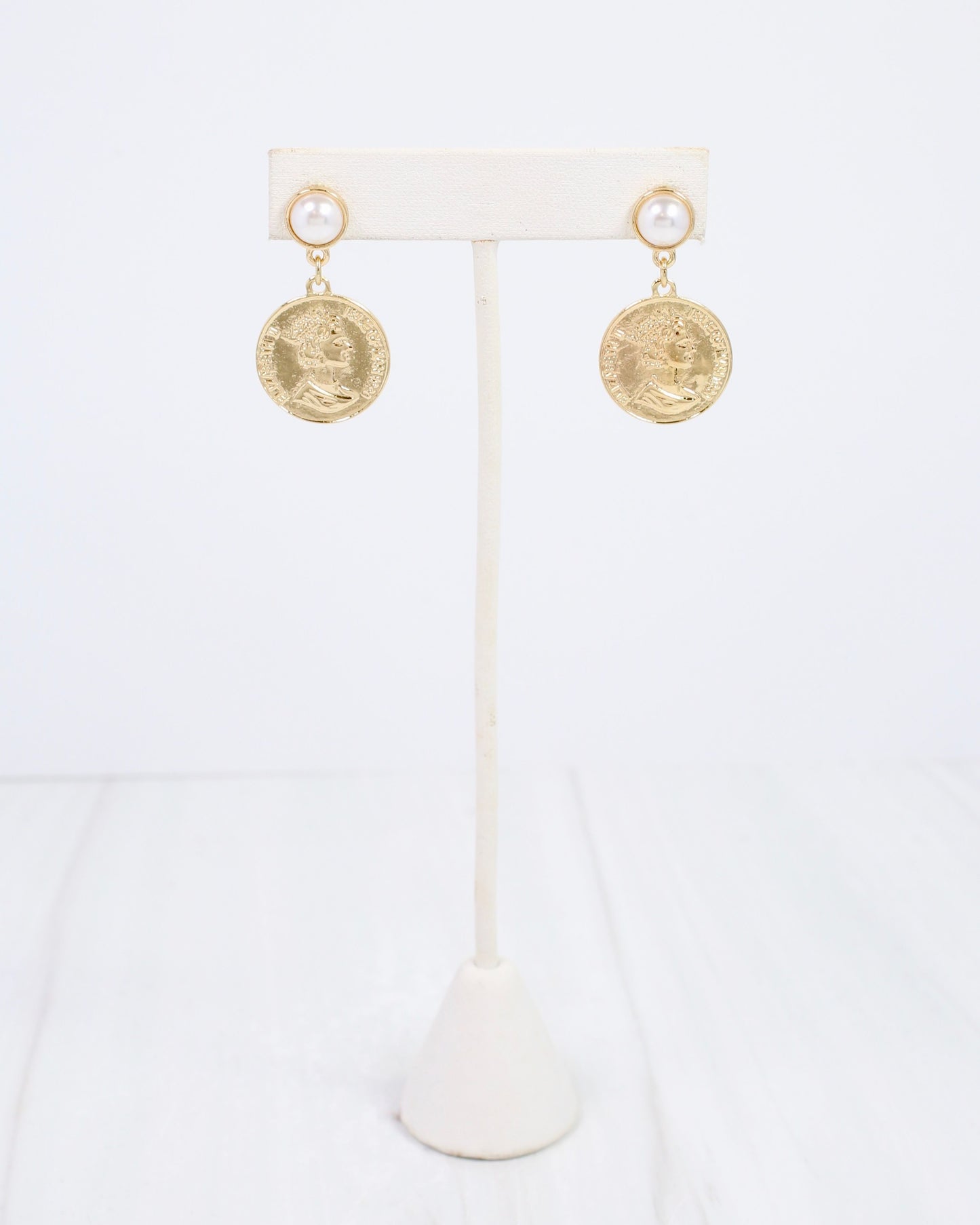 Genevieve Coin Drop Earring Gold