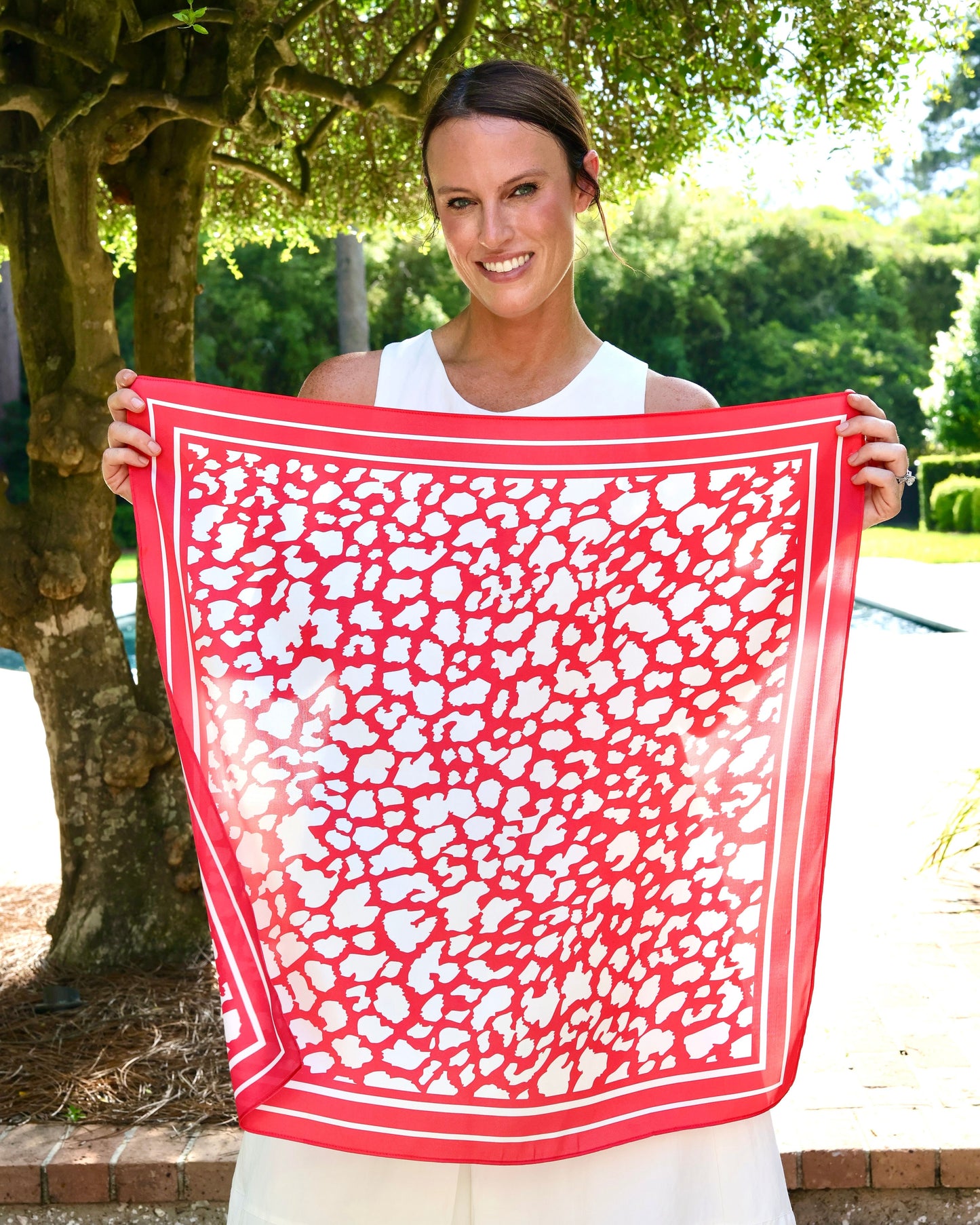 Lawson Leopard Scarf Medium Red White