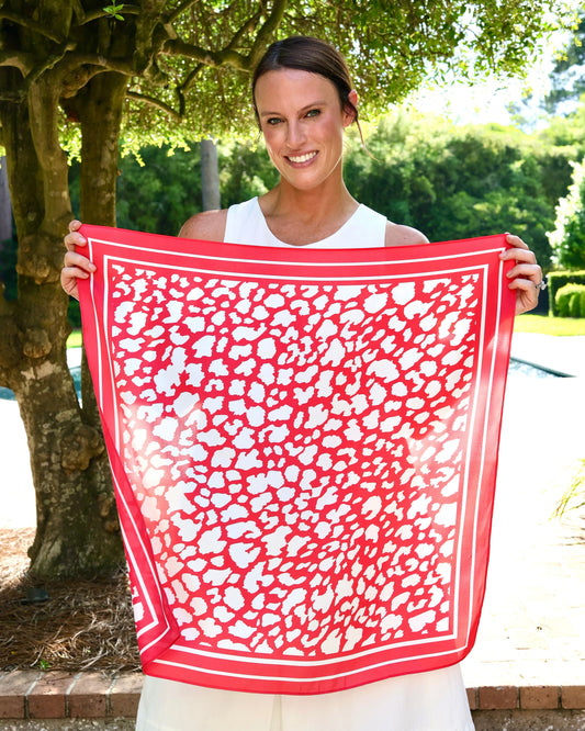 Lawson Leopard Scarf Medium Red White
