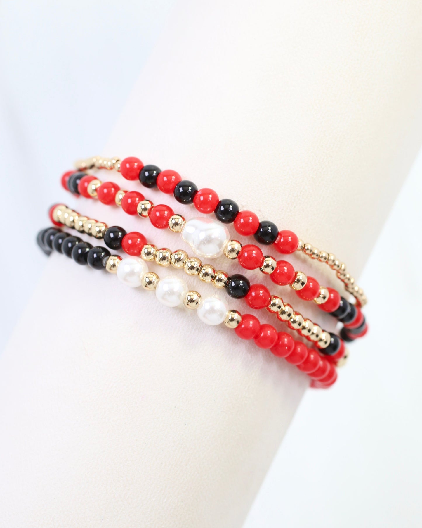 Josie Beaded Bracelet Set Red Black