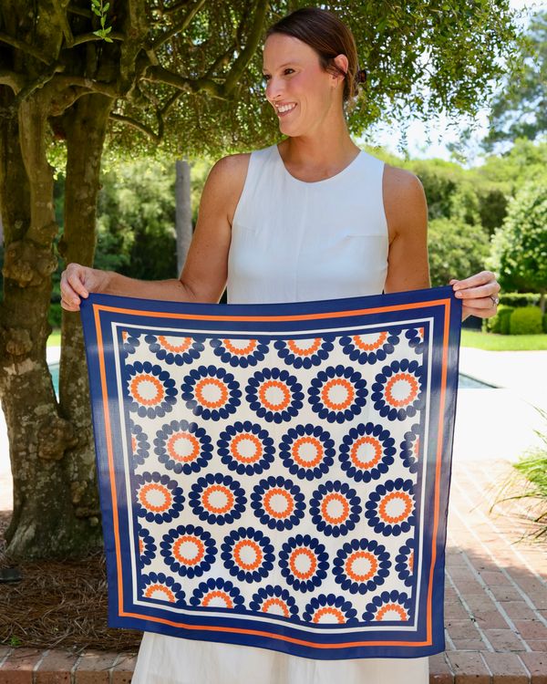 Lucy Floral Scarf Medium Navy Orange