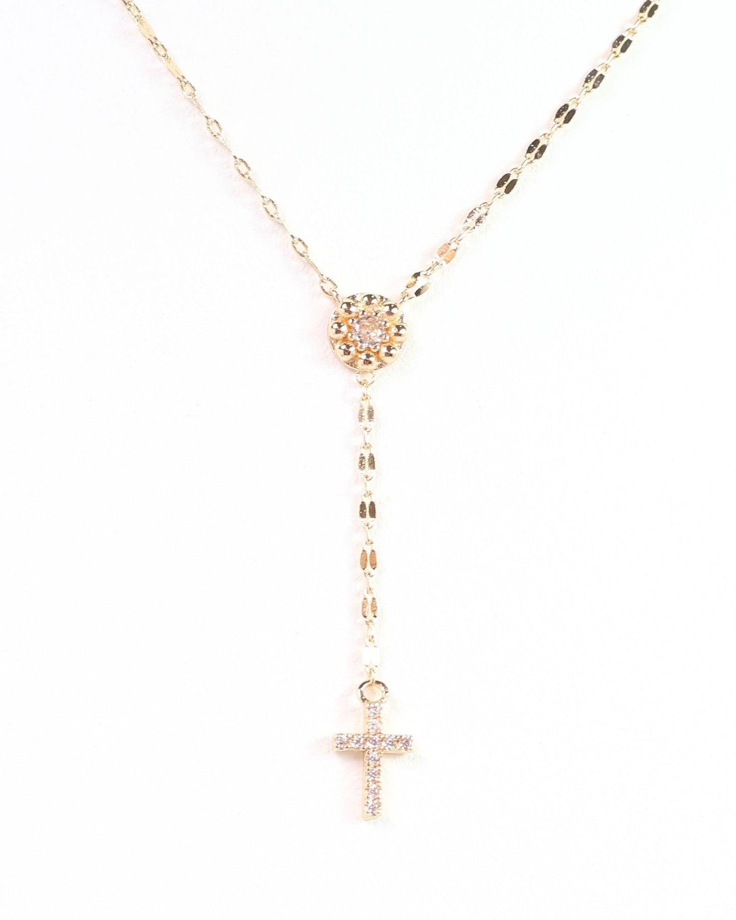 Violet Cross Y Necklace Gold