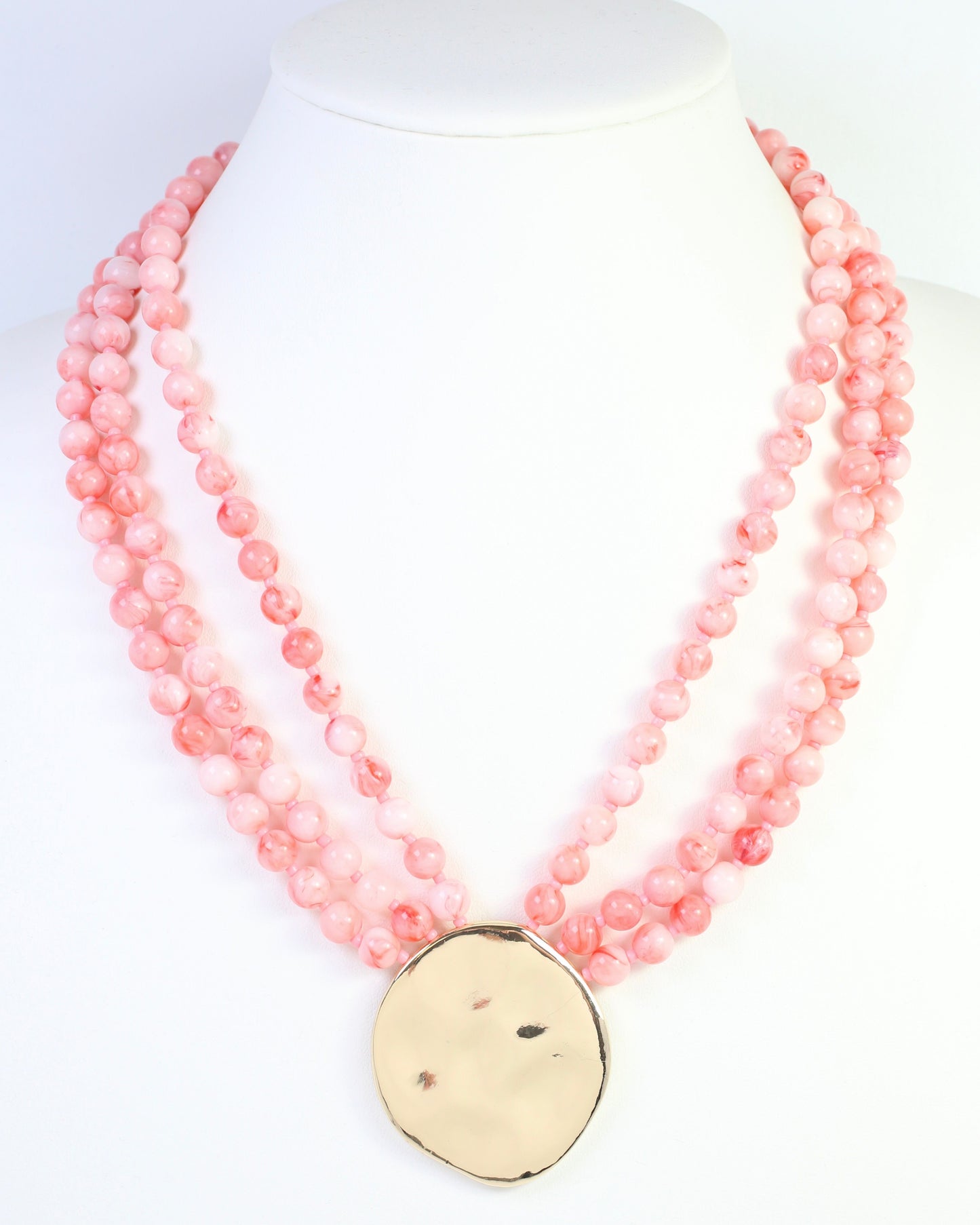 Kori Beaded Layered Necklace with Pendant Pink